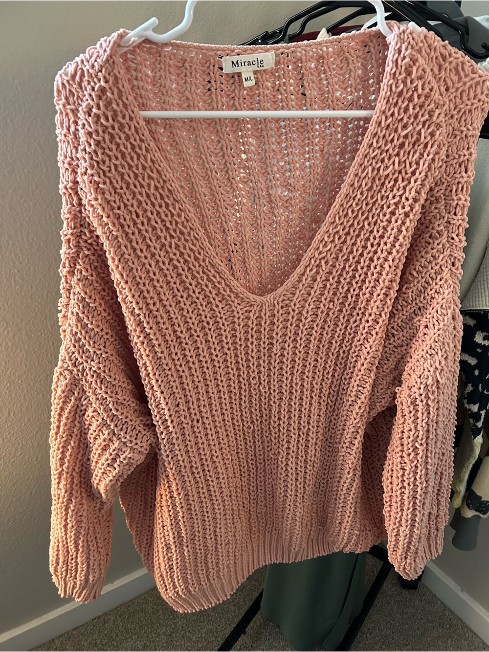 Miracle USA V-neck Chenille Pullover Sweater